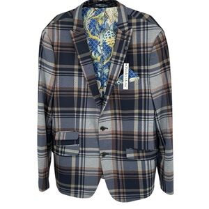 Paisley and Grey Slim Fit Plaid Blazer 44R